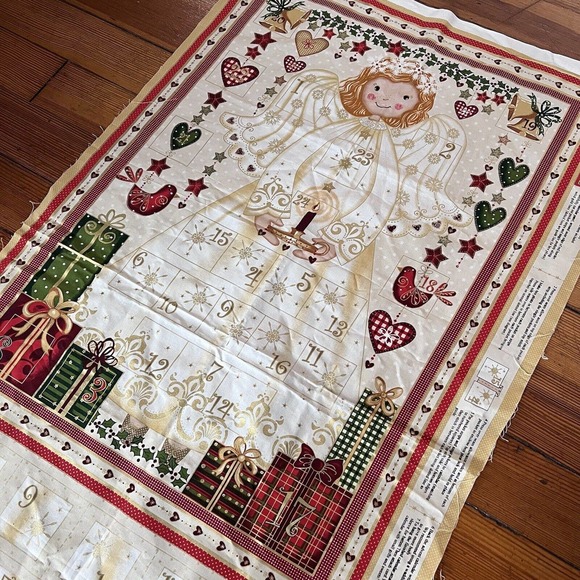 Henley Studio Makower UK Metallic Christmas Angel Advent Calendar Fabric Panel - Picture 7 of 9
